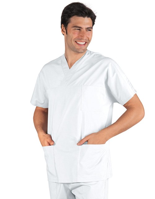ISACCO Νοσηλευτική Μπλούζα Κοντομάνικη Unisex Λευκή - 045000