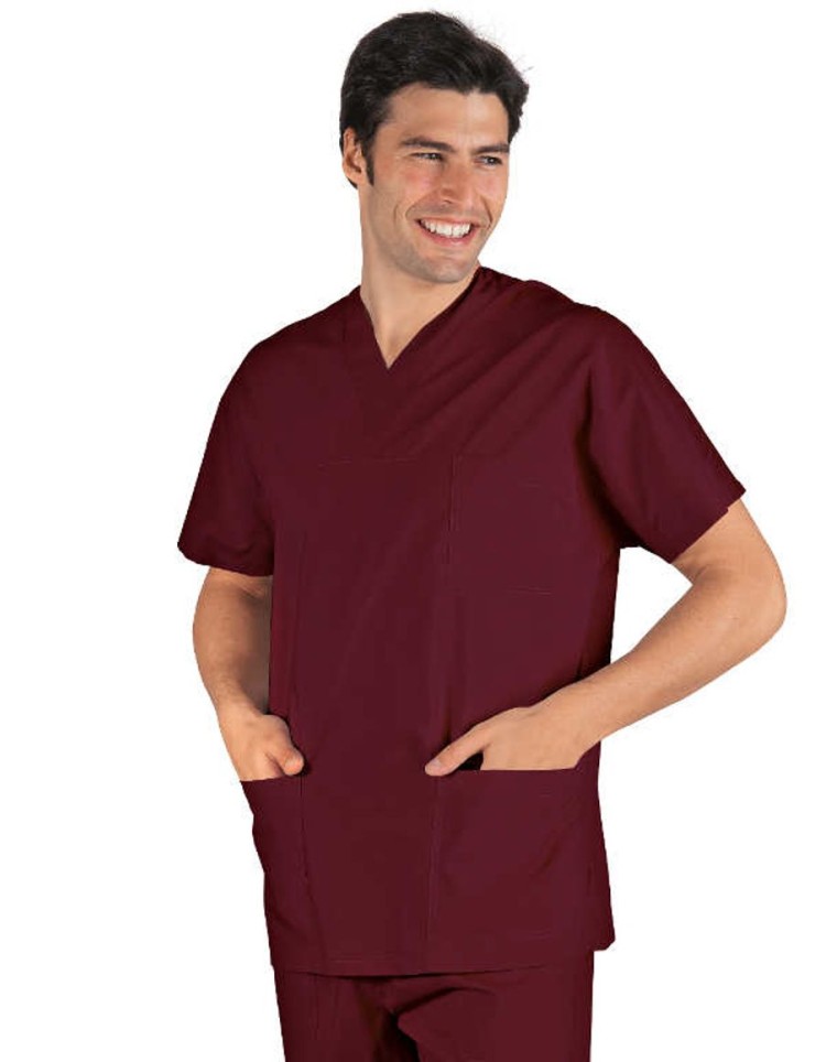 ISACCO Νοσηλευτική Μπλούζα Κοντομάνικη Unisex Μπορντώ - 045003
