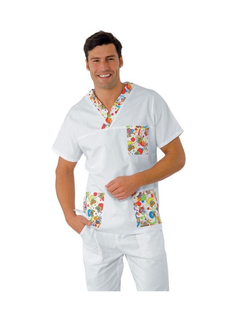 ISACCO Νοσηλευτική Μπλούζα Κοντομάνικη Unisex Λευκή Smile - 045032