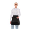Μαύρη Ποδιά Unisex Barista Κοντή - Από Καμβά Ύφασμα & Μαύρη Τετράγωνη Vegan Leather Τσέπη