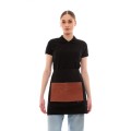 Μαύρη Ποδιά Unisex Barista Κοντή - Από Καμβά Ύφασμα & Ταμπά Τετράγωνη Vegan Leather Τσέπη