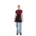 Μαύρη Ποδιά Unisex Barista Κοντή - Από Καμβά Ύφασμα & Μπορντό Στρογγυλή Vegan Leather Τσέπη