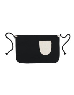 Μαύρη Ποδιά Unisex Barista Κοντή - Από Καμβά Ύφασμα & Μπεζ Στρογγυλή Vegan Leather Τσέπη