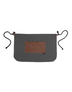 Γκρι Ποδιά Unisex Barista Κοντή - Από Καμβά Ύφασμα & Ταμπά Τετράγωνη Vegan Leather Τσέπη