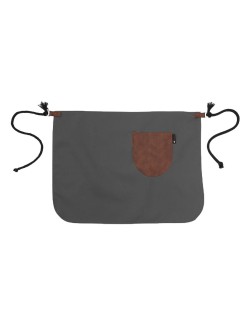 Γκρι Ποδιά Unisex Barista Κοντή - Από Καμβά Ύφασμα & Ταμπά Στρογγυλή Vegan Leather Τσέπη