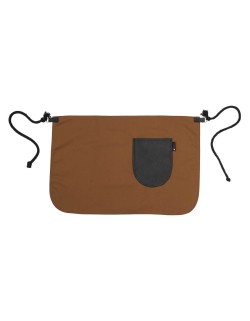Κάμελ Ποδιά Unisex Barista Κοντή - Από Καμβά Ύφασμα & Μαύρη Στρογγυλή Vegan Leather Τσέπη