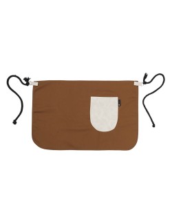 Κάμελ Ποδιά Unisex Barista Κοντή - Από Καμβά Ύφασμα & Μπεζ Στρογγυλή Vegan Leather Τσέπη