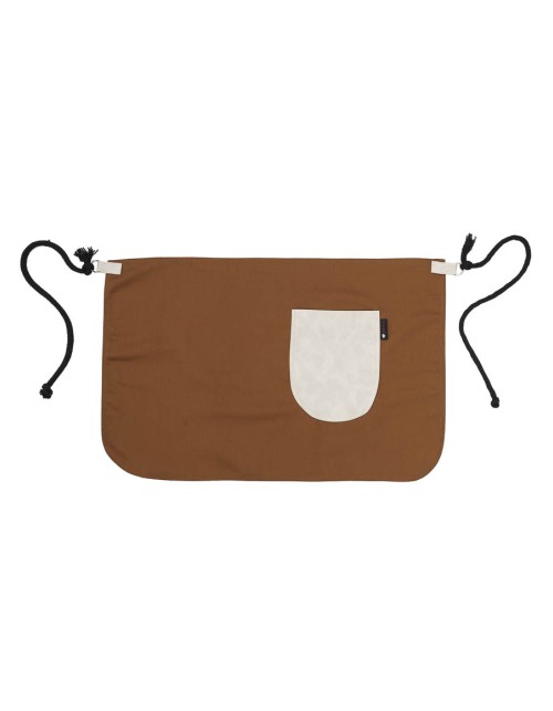 Κάμελ Ποδιά Unisex Barista Κοντή - Από Καμβά Ύφασμα & Μπεζ Στρογγυλή Vegan Leather Τσέπη