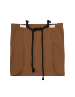 Κάμελ Ποδιά Unisex Barista Κοντή - Από Καμβά Ύφασμα & Μπεζ Τετράγωνη Vegan Leather Τσέπη