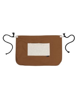 Κάμελ Ποδιά Unisex Barista Κοντή - Από Καμβά Ύφασμα & Μπεζ Τετράγωνη Vegan Leather Τσέπη