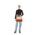 Κάμελ Ποδιά Unisex Barista Κοντή - Από Καμβά Ύφασμα & Μπεζ Τετράγωνη Vegan Leather Τσέπη