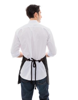 Μαύρη Ποδιά Unisex Barista Κοντή - Από Καμβά Ύφασμα & Καφέ Μάρσιπο Vegan Leather Τσέπη