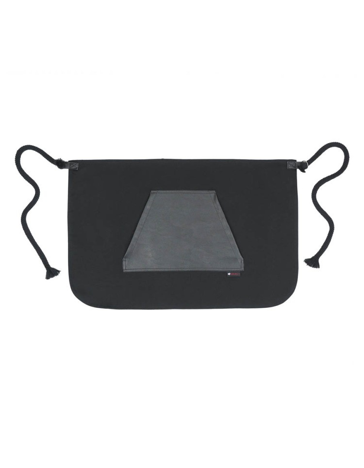 Μαύρη Ποδιά Unisex Barista Κοντή - Από Καμβά Ύφασμα & Μαύρη Μάρσιπο Vegan Leather Τσέπη