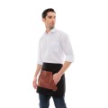 Μαύρη Ποδιά Unisex Barista Κοντή - Από Καμβά Ύφασμα & Ταμπά Μάρσιπο Vegan Leather Τσέπη
