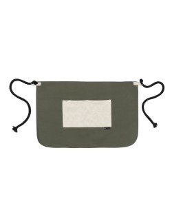 Χακί Ποδιά Unisex Barista Κοντή - Από Καμβά Ύφασμα & Μπεζ Τετράγωνη Vegan Leather Τσέπη