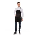 Μαύρη Ποδιά Unisex Barista Στηθούρι - Από Καμβά Ύφασμα & Μαύρη Μάρσιπο Vegan Leather Τσέπη