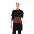 Μαύρη Ποδιά Unisex Barista Στηθούρι - Από Καμβά Ύφασμα & Ταμπά Μάρσιπο Vegan Leather Τσέπη
