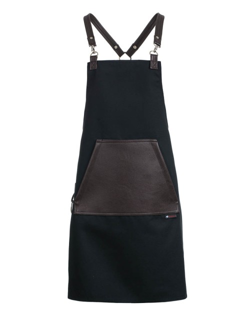 Μαύρη Ποδιά Unisex Barista Στηθούρι - Από Καμβά Ύφασμα & Καφέ Μάρσιπο Vegan Leather Τσέπη