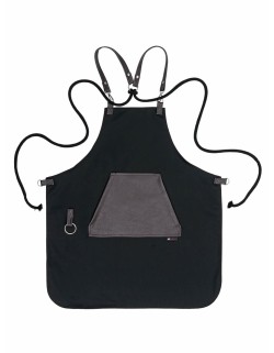 Μαύρη Ποδιά Unisex Barista Στηθούρι - Από Καμβά Ύφασμα & Καφέ Μάρσιπο Vegan Leather Τσέπη
