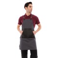 Γκρι Ποδιά Unisex Barista Στηθούρι - Από Καμβά Ύφασμα & Μαύρη Μάρσιπο Vegan Leather Τσέπη