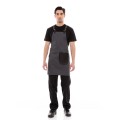Γκρι Ποδιά Unisex Barista Στηθούρι - Από Καμβά Ύφασμα & Μαύρη Στρογγυλή Vegan Leather Τσέπη