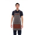 Γκρι Ποδιά Unisex Barista Στηθούρι - Από Καμβά Ύφασμα & Ταμπά Vegan Leather Λεπτομέρειες