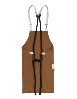 Κάμελ Ποδιά Unisex Barista Στηθούρι - Από Καμβά Ύφασμα & Μπεζ Τετράγωνη Vegan Leather Τσέπη