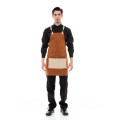 Κάμελ Ποδιά Unisex Barista Στηθούρι - Από Καμβά Ύφασμα & Μπεζ Τετράγωνη Vegan Leather Τσέπη