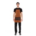 Κάμελ Ποδιά Unisex Barista Στηθούρι - Από Καμβά Ύφασμα & Καφέ Τετράγωνη Vegan Leather Τσέπη