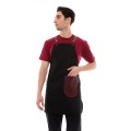 Μαύρη Ποδιά Unisex Barista Στηθούρι - Από Καμβά Ύφασμα & Μπορντό Στρογγυλή Vegan Leather Τσέπη