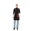 Μαύρη Ποδιά Unisex Barista Στηθούρι - Από Καμβά Ύφασμα & Ταμπά Στρογγυλή Vegan Leather Τσέπη