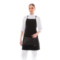 Μαύρη Ποδιά Unisex Barista Στηθούρι - Από Καμβά Ύφασμα & Μαύρη Τετράγωνη Vegan Leather Τσέπη