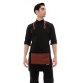 Μαύρη Ποδιά Unisex Barista Στηθούρι - Από Καμβά Ύφασμα & Ταμπά Τετράγωνη Vegan Leather Τσέπη