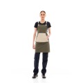Χακί Ποδιά Unisex Barista Στηθούρι - Από Καμβά Ύφασμα & Μπεζ Μάρσιπο Vegan Leather Τσέπη