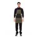 Χακί Ποδιά Unisex Barista Στηθούρι - Από Καμβά Ύφασμα & Μαύρη Μάρσιπο Vegan Leather Τσέπη