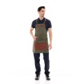 Χακί Ποδιά Unisex Barista Στηθούρι - Από Καμβά Ύφασμα & Ταμπά Vegan Leather Λεπτομέρειες