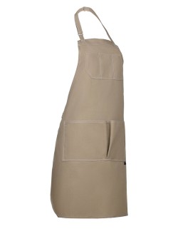 Μπεζ Ποδιά Barista - Service Από Καμβά Με Άσπρες Δίγαζες Λεπτομέρειες - 5000BE