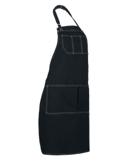 Μαύρη Ποδιά Barista - Service Από Μαύρο Καμβά Με Άσπρες Δίγαζες Λεπτομέρειες - 5000BW