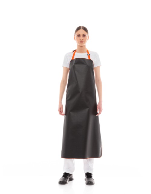 Μαύρη Αδιάβροχη Ποδιά Λάντζας Τροφίμων - 550black/orange
