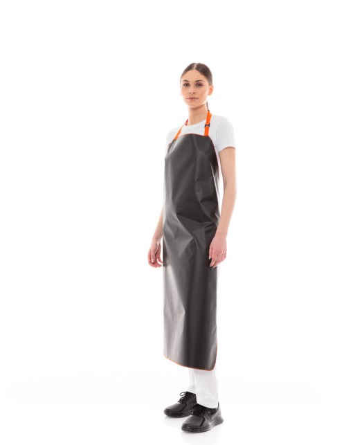 Μαύρη Αδιάβροχη Ποδιά Λάντζας Τροφίμων - 550black/orange