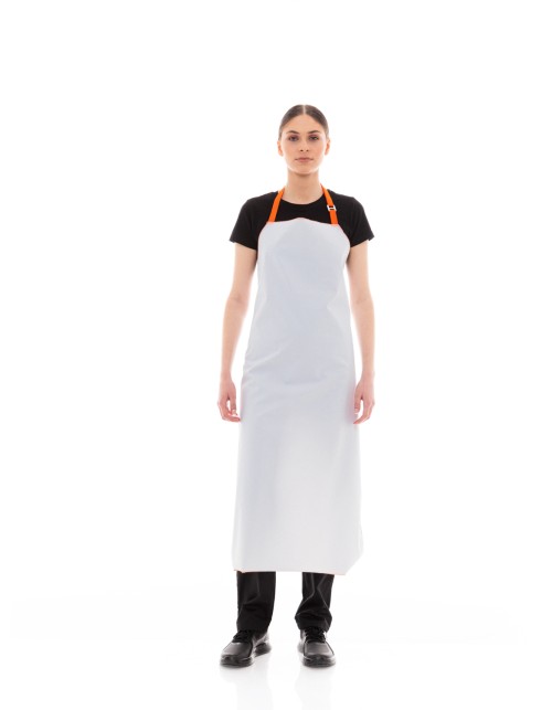 Λευκή Αδιάβροχη Ποδιά Λάντζας Τροφίμων - 550white/orange