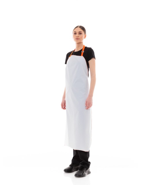 Λευκή Αδιάβροχη Ποδιά Λάντζας Τροφίμων - 550white/orange