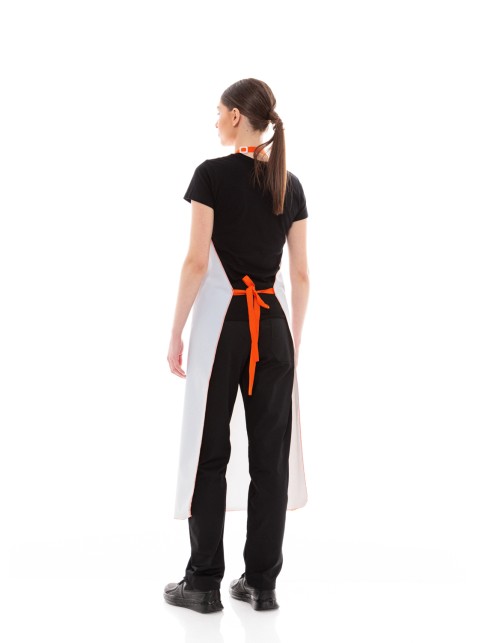 Λευκή Αδιάβροχη Ποδιά Λάντζας Τροφίμων - 550white/orange