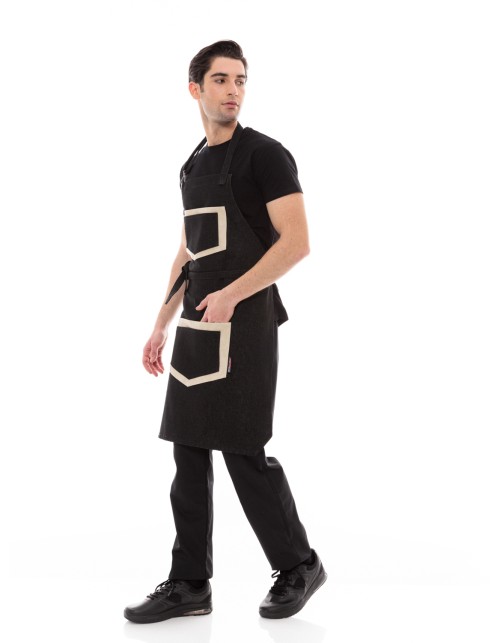 Ποδιά Σερβιτόρου/Barista με Μαύρο Τζιν και Μπεζ Τσέπη από Τεχνόδερμα - 590 BEIGE FAKELOS