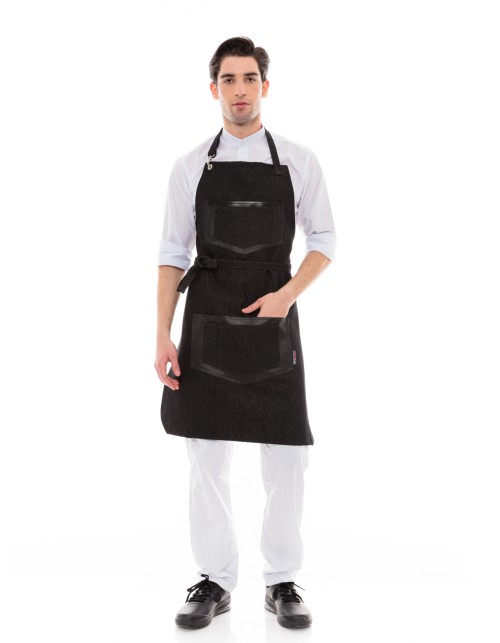 Ποδιά Σερβιτόρου/Barista με Μαύρο Τζιν & Μαύρη Τσέπη από Τεχνόδερμα - 590 Black Fakelos