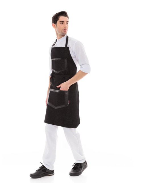 Ποδιά Σερβιτόρου/Barista με Μαύρο Τζιν & Μαύρη Τσέπη από Τεχνόδερμα - 590 Black Fakelos