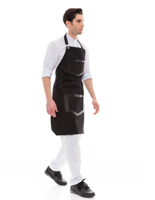 Ποδιά Σερβιτόρου/Barista με Μαύρο Τζιν & Μαύρη Τσέπη από Τεχνόδερμα - 590 Black Fakelos
