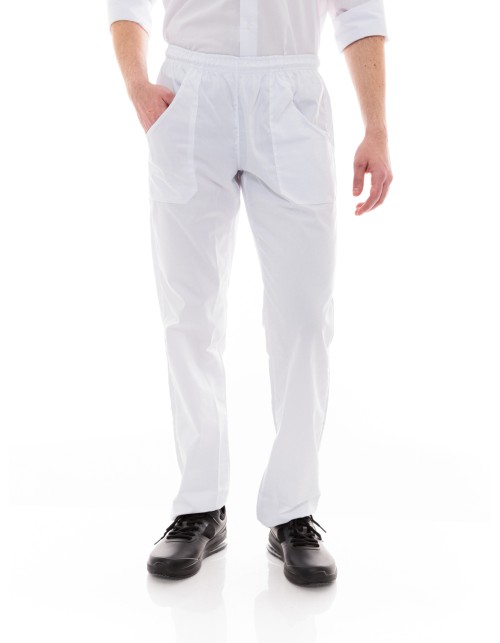 Παντελόνι Μαγείρων/Σεφ Unisex Λευκό Με Τρεις Τσέπες - 612slim
