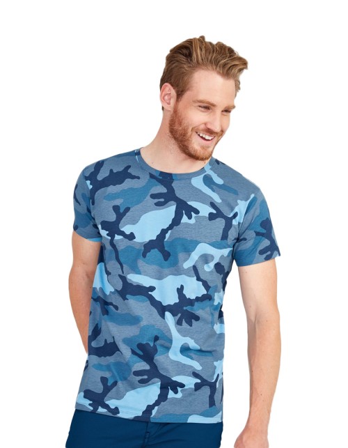 ΑΝΔΡΙΚΟ T-SHIRT ΜΕ ΣΤΡΟΓΓΥΛΗ ΛΑΙΜΟΚΟΨΗ - CAMO MEN