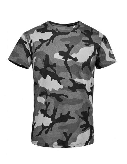 ΑΝΔΡΙΚΟ T-SHIRT ΜΕ ΣΤΡΟΓΓΥΛΗ ΛΑΙΜΟΚΟΨΗ - CAMO MEN